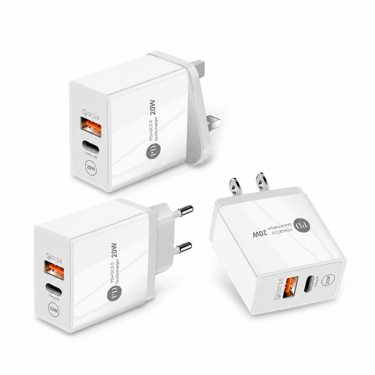 20W USB-A + USB-C Fast Wall Charger – P020